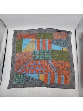 Cejon scarf Square Blue 18" Geometric Multicolored